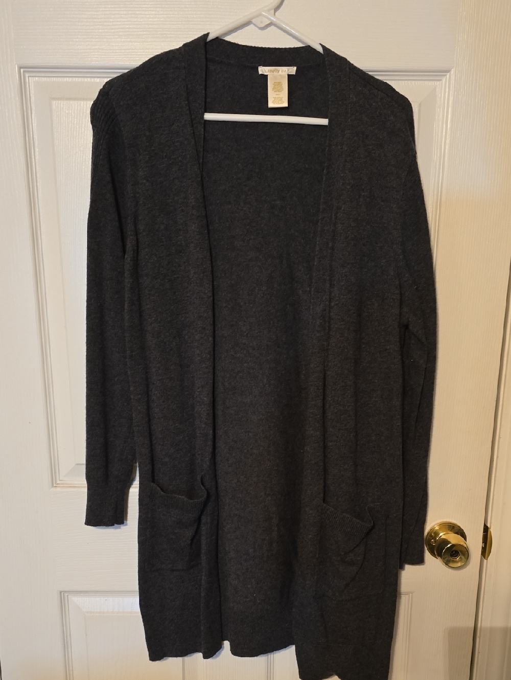 Matty M. Dark Charcoal Open-Front Pocket Cardigan